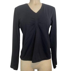 PRANA Women's Black Stretch V-Neck Long Sleeve Stretch Activewear Top Size Large